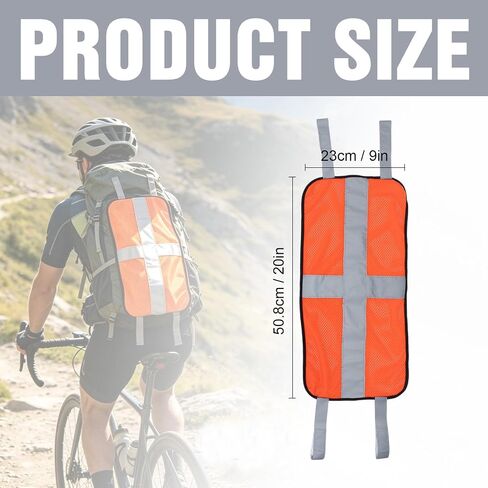 Blaze Orange Safety Panel, Blaze Orange Mesh Safety Panel with Reflective Strips, Lightweight High Visibility Hunting and Outdoors Safety Panel for Backpacks, Tents (Cross Reflective Strip in Kuwait