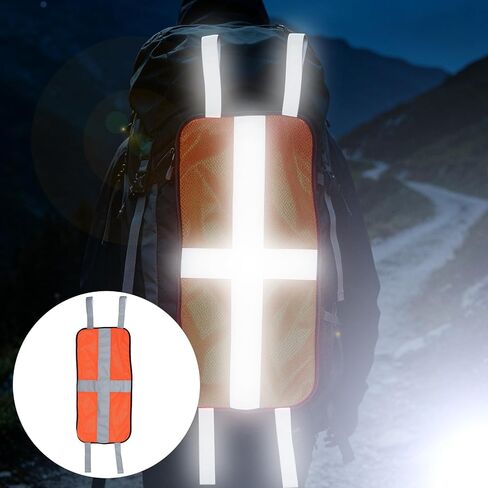 Blaze Orange Safety Panel, Blaze Orange Mesh Safety Panel with Reflective Strips, Lightweight High Visibility Hunting and Outdoors Safety Panel for Backpacks, Tents (Cross Reflective Strip in Kuwait