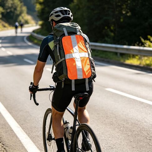 Blaze Orange Safety Panel, Blaze Orange Mesh Safety Panel with Reflective Strips, Lightweight High Visibility Hunting and Outdoors Safety Panel for Backpacks, Tents (Cross Reflective Strip in Kuwait