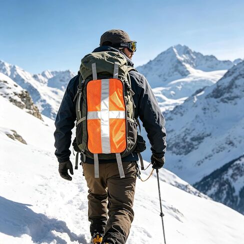 Blaze Orange Safety Panel, Blaze Orange Mesh Safety Panel with Reflective Strips, Lightweight High Visibility Hunting and Outdoors Safety Panel for Backpacks, Tents (Cross Reflective Strip in Kuwait