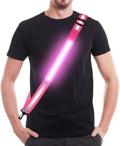 Rechargeable LED Reflective Belt Sash – High Visibility Safety Gear with 5 Colors 11 Light Modes, Adjustable Strap for Night Dog Walking, Running & Biking in Kuwait