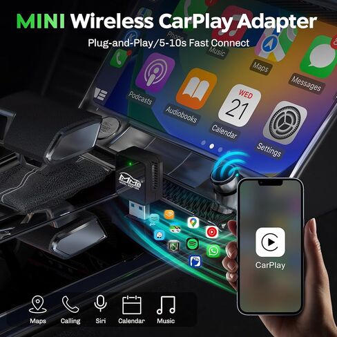 MMB Wireless Carplay Adapter for Apple iPhone, 2026 Upgrade Plug & Play, MINI-Ultra, Fastest for Converts OEM Wired to Wireless Car Play Only for Car Model 2016+ and iOS 10 USB & Type-C in Kuwait