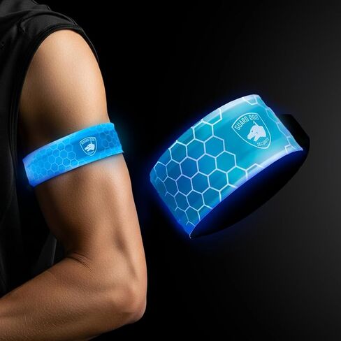 SlapLite Rechargeable LED Armband, Reflective Running Lights for Runners, Reflective Safety Gear Women, Men for Running, Walking, Cycling at Night, High Visibility Arm Band, Fits-All in Kuwait