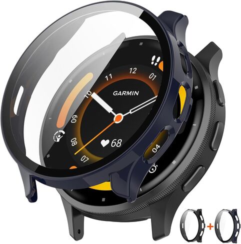 2 Pack Case for Garmin Venu 3s Screen Protector, 9H Hardness Tempered Glass Clear Film Anti Scratch Bubble Free (Black Black, Venu 3s) in Kuwait