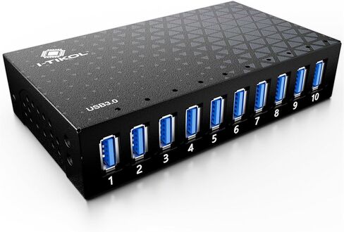 10 Ports USB Hub 3.0 Powered Aluminium - USB Hub Charger - Multiple Port - USB Splitter Hub with Power Adapter 12V/5A/60W - for Laptop, PC,Flash Drives, HDD,Hard Drive,Mouse,XPS,Xbox,Keyboard in Kuwait