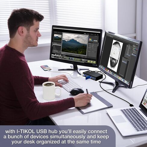 10 Ports USB Hub 3.0 Powered Aluminium - USB Hub Charger - Multiple Port - USB Splitter Hub with Power Adapter 12V/5A/60W - for Laptop, PC,Flash Drives, HDD,Hard Drive,Mouse,XPS,Xbox,Keyboard in Kuwait