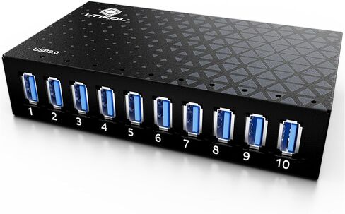 10 Ports USB Hub 3.0 Powered Aluminium - USB Hub Charger - Multiple Port - USB Splitter Hub with Power Adapter 12V/5A/60W - for Laptop, PC,Flash Drives, HDD,Hard Drive,Mouse,XPS,Xbox,Keyboard in Kuwait