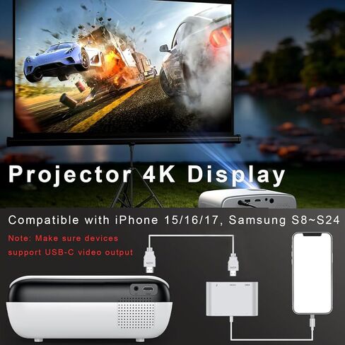 QCEs USB C to HDMI Adapter, USB-C Digital AV Multiport Adapter for Mini Projector with HDMI 4K, USB 3.0, PD Charging Compatible with Apple iPhone 17 16 15, iPad, MacBook Pro to Projector/TV/Monitor in Kuwait