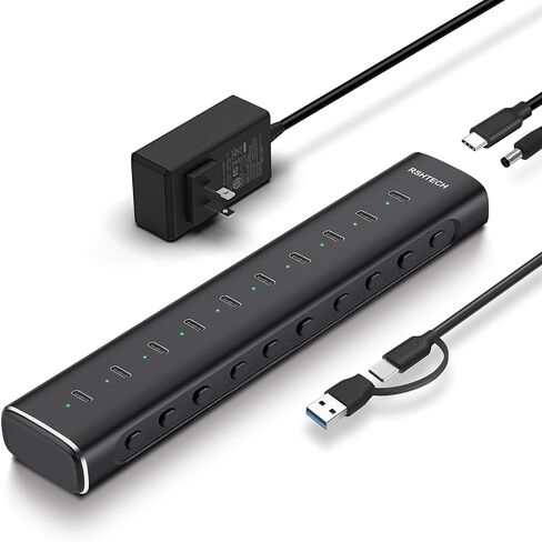 RSHTECH 10 Ports Powered USB C 3.2 Hub 10Gbps, RSH-H10C in Kuwait
