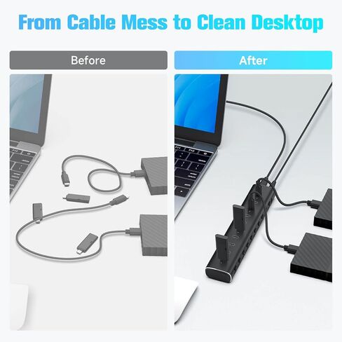 RSHTECH 10 Ports Powered USB C 3.2 Hub 10Gbps, RSH-H10C in Kuwait