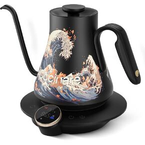 Cocinare Artisan Collection Gooseneck Electric Kettle, ±0.5°F Temperature Control for Pour Over Coffee & Tea, 1500W Quick Heating, Stainless Steel Interior, 0.9L, Wave Design in Kuwait