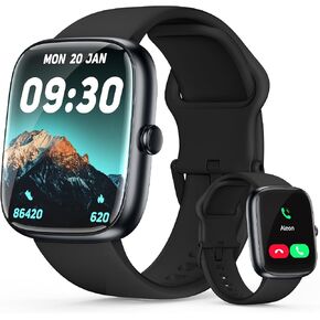 Smart Watch for Women Men, 1.83" HD Fitness Tracker (Answer/Make Call) with 24/7 Heart Rate/Sleep/SpO2 Monitor, IP68 Waterproof, 100+ Sport Modes Smartwatch for iPhone/Samsung/Android (Black) in Kuwait