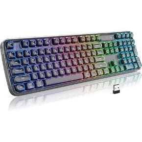 Clear Wireless Keyboard, Tri-Mode Bluetooth/2.4G Rechargeable Keyboard with RGB Backlit, Ergonomic Computer Keyboard with Transparent Keycaps for PC Laptop Desktop Home Office in Kuwait