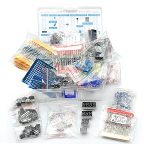Electronic Component Kit & Total 2038 Pcs, LED Diodes, Metal Film Resistors, Electrolytic Capacitor Package,Diodes, Ceramic Capacitors,IC,PCB,Digital Tube, Common Transistor Assortment Box in Kuwait
