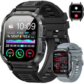 Smart Watch for Men Fitness Tracker: Make Answer Call Military Smart Watches for Men Digital Watches Waterproof Running Step Smartwatch Android Phones iPhone Samsung Compatible SpO2 Heart Rate Monitor in Saudi Arabia