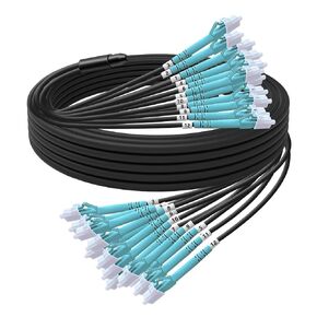 246FT/75M OM3 12 Core Multimode LC to LC Outdoor Armored Fiber Patch Cable, Direct Burial Fiber Optic Cable, OM3 12 Strands Fiber Cable Industrial TPU，50/125um, OD-6mm, Black in Kuwait