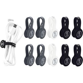 SUNFICON 10 Pack Earbuds Cords Organizers Magnetic Cable Clips Organizers Bookmark Clips Whiteboard Noticeboard Fridge Magnets USB Cable Manager Keeper for Home Kitchen Office School,Gray White Black in Kuwait