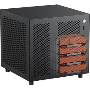 Mini ITX NAS Case, 4 Hot-Swap 3.5 HDD Bay NAS PC Chassis, Supports SFX/SFX-L/Flex PSU & 120mm Fan, Compact ITX Computer Case for Home Office Storage - Black in Kuwait