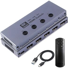 HDMI Switch: 8K@60Hz HDMI 2.1 Switcher, 7 in 1 Out, 48Gbps with Remote Supports HDR10+ Dolby Atmos, CEC, Compatible with Popular Gaming Consoles and Media Devices in Kuwait