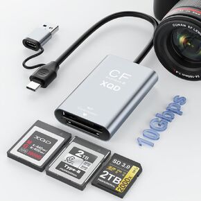 CFexpress Type B/XQD/SD Card Reader 10Gbps,USB C 3.2 (Gen 2) CF Express B UHS-II/UHS-I Dual Slot Card Adapter 3 in 1 Aluminum XQD Memory Card Reader for Thunderbolt 3/4 for Professional Filmmakers in Kuwait