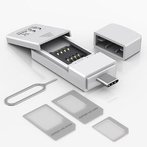 USB C SIM Card Readers - Sim Card Adapter Kit, Standard, Micro, Nano Sim Card Adapter with Eject Pin - USBC to Sim Card Reader Edit and Read Messages/Contacts, Plug & Play for Windows Computer Laptop in Kuwait