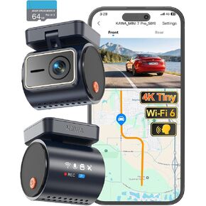 KAWA 4K Mini Dash Cam Front, Stealth Display, Voice Control, Wi-Fi 6 & GPS in Kuwait