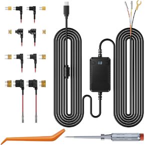 Dash Cam Acc Multi-Size Hardwire Kit with Voltage Indicator for Dash Camera 9.8Ft, Red: Acc Power, Yellow:Constant Power in Kuwait