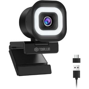 TOALLIN 2K Streaming Webcam with Ring Light, 1080P@60fps, Dual Mic in Kuwait