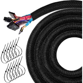 Heat Resistant Wire Loom Automotive Cable Management Sleeves 35ft-1/2inch Split Wiring Loom Harness Wire Organizer, High-Temperature Heavy Duty Auto Wrap Cord Protectors from Pets No Chew, Black in Kuwait