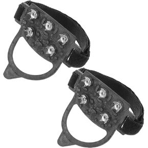 Outdoor 5-Spike Ice Crampons Anti-Slip Climbing Spikes for Shoes and Boots, Sturdy Snow Grippers with Adjustable Bindings for Hiking, Mountaineering, Winter Walking in Kuwait