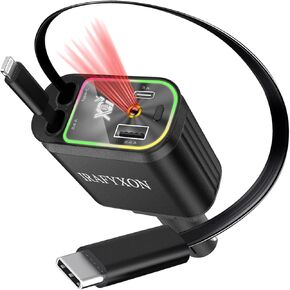 Retractable Car Charger with 31-Inch Cables 4 in 1 Fast Car Charger USB C Car Adapter with Starry Sky Light for iPhone 17 16 15 14 Car Accessories Gifts for Men Women Drivers (Pink) in Kuwait