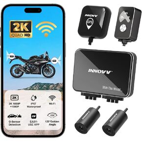 INNOVV K7 Motorcycle Dash Cam, 2K + 2K Front and Rear Camera with EIS Anti-Shake, Motorcycle DashCam with 24hr Sentry Mode, Emerg Auto Save GPS, App Connect, IP67 Waterproof, Max Support 512 GB in Kuwait