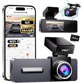 VNV 4K+2.5K Dash Cam Front and Rear, WiFi-6 APP Control Dash Camera for Car in Kuwait