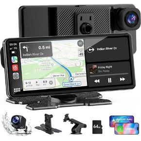 TOGUARDGO 6.86" CarPlay Screen with Dual Dash Cam 2.5K Front 1080P Rear in Kuwait