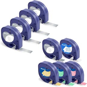 5 Colored + 4 Silver Compatible with Dymo Letratag Refills 12mm x 4m 1/2" x 13' Color Label Tape in Kuwait