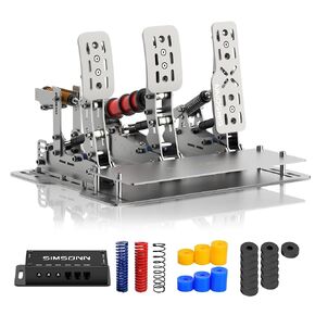 SIMSONN Plus X Sim Racing Pedals PC Racing Simulator Load Cell HE Hydraulic Pedals Support Haptic Reactor-Silver (Silver PLUS X Clutch Pedal) in Kuwait