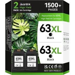 63xl Black Ink Cartridge Compatible for HP 63 Black Ink Cartridge Work for OfficeJet 3830 5255 4650 5258 5200 4655 4652 5212 Envy 4520 4512 DeskJet 1112 3630 2130 3632 (2 Black) in Kuwait