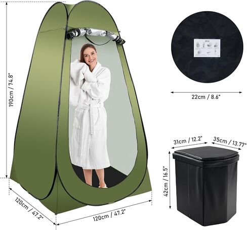 G2 GO2GETHER Portable Camping Toilet Kit for Adults, Pop up Privacy Tent, X Large Folding Toilet Potty with Camping Tent, Outdoor Instant Shower Tent Camp Toilet Changing Dressing Room (Green) in Kuwait