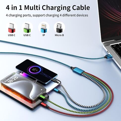4 in 1 Dual Type C Multi Charging Cable, Charging Cord for Multiple Devices in Saudi Arabia