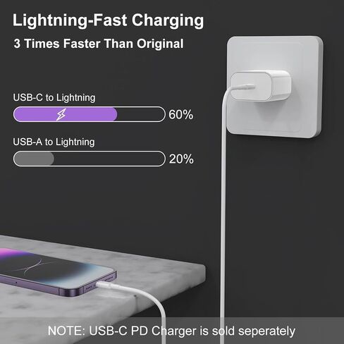 for iPhone14/13/12 Fast Charger Cable 2 Pack 6ft [Apple MFi Certified], USB Type C to Lightning Cable 6 Foot Apple iPhone Charging Cord for iPhone14 13 12 Pro XR XS Plus in Kuwait