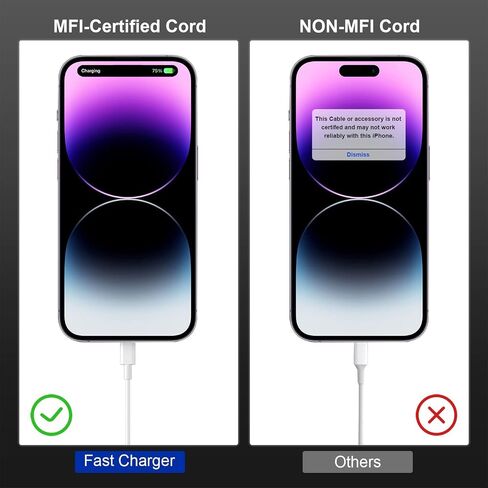 for iPhone14/13/12 Fast Charger Cable 2 Pack 6ft [Apple MFi Certified], USB Type C to Lightning Cable 6 Foot Apple iPhone Charging Cord for iPhone14 13 12 Pro XR XS Plus in Kuwait