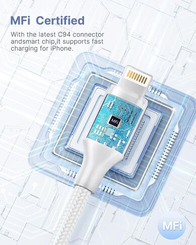 Aioneus iPhone Charger【3Pack 1ft】 MFi Certified USB A to Lightning Cable in Kuwait
