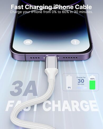 Aioneus iPhone Charger【3Pack 1ft】 MFi Certified USB A to Lightning Cable in Kuwait