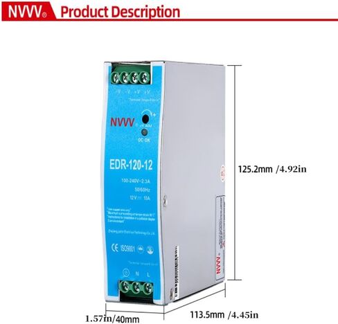EDR-120-12 120W 12VDC 10Amp Industrial DIN Rail Power Supplies (12V 120W) in Kuwait