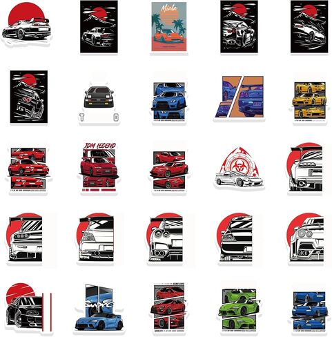 200pc JDM Racing Cars Stickers - Waterproof for Laptop, Bottles, Skateboard, Guitar, Helmet in Kuwait
