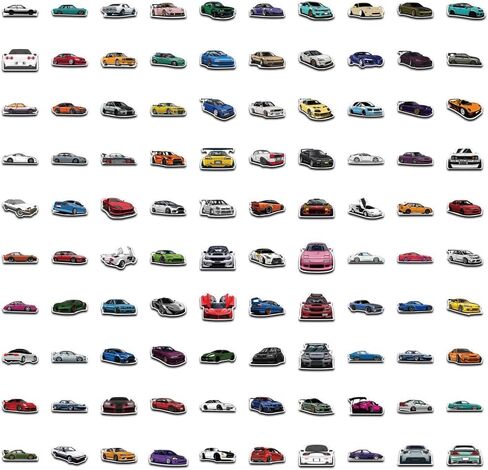 200pc JDM Racing Cars Stickers - Waterproof for Laptop, Bottles, Skateboard, Guitar, Helmet in Kuwait