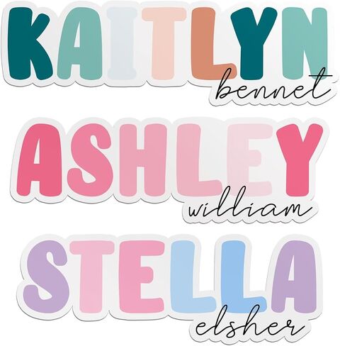 (NewUpdate) Personalized First and Last Name Sticker – Custom Aesthetic Vinyl Decal – Waterproof, Trendy Gift for Women, Girls, Kids, Teens – Laptop, Phone, Water Bottle, Tumbler, Notebook, Car Helmet in Saudi Arabia