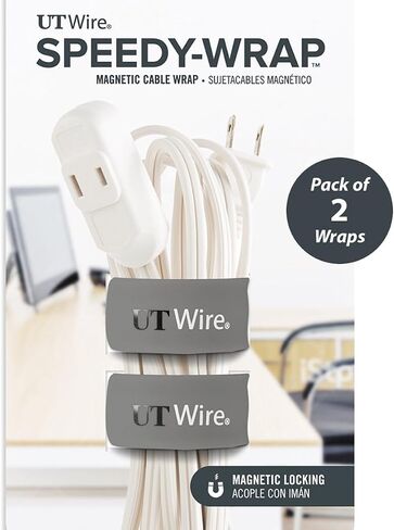 10-Inch Speedy-Wrap, Heavy-Duty Magnetic Silicone Cable Wrap, Grey - Set of 2 in Kuwait