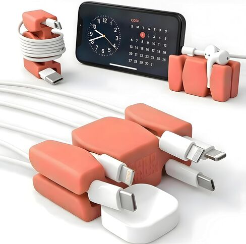 CordBrick Silicone & Steel Weighted Cord Holder for Nightstand. Travel Phone Charger Organizer. Useful iPhone Accessory. Small Gift for Guys, College Students. Tech Gadget for Teens, Men. Black in Kuwait
