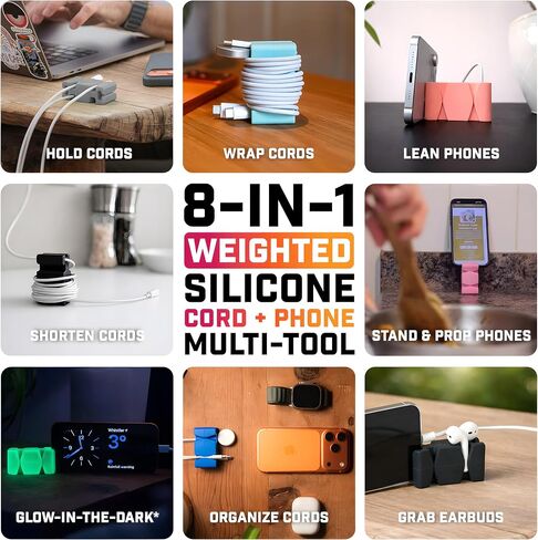 CordBrick 2PK Silicone & Steel Weighted Nightstand Cord Holders. Travel Phone Charger Organizers. Useful iPhone Accessories. Small Gifts for Men, College Students. Tech Gadgets for Teens. Gray in Kuwait